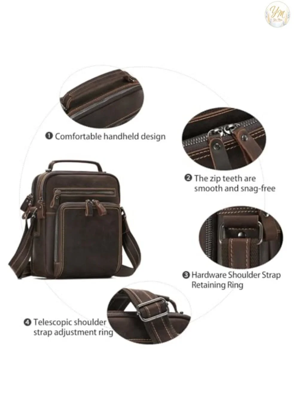 Genuine Leather Small Messenger Bag for Men Vintage Shoulder Crossbody